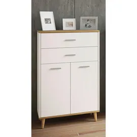 VCM Highboard Lindas / Weiß, Eiche, dekor.