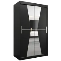 Abiks möbel MÖBEL Kryspol Schwebetürenschrank Schwarz, Kunststoff, Nachbildung, 5