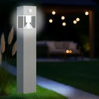Melitec Solar Gartenleuchte rund/eckig mit Bewegungsmelder, Edelstahl silber/anthrazit Form: