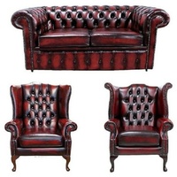 JVmoebel Sofa Chesterfield Sofagarnitur Leder Textil Chesterfield Komplett Set, Made in Europe rot