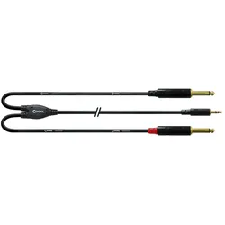 Cordial INTRO CFY 0,9 WPP, 0,9 m, 3.5 mm Stereoklinke auf 2x 6.3 mm Monoklinke Y-Adapter