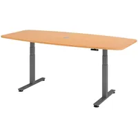 Bümö Konferenztisch, Buche, Graphit, Nachbildung,Buche, Oval, 220x74x103 cm, FSC
