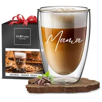 ElbFuchs® Doppelwandiges Latte Macchiato Glas | MAMA | 1x 350ml [GESCHENKIDEE FÜR MAMA] Ideales Geburtstagsgeschenk für Mütter oder werdende Mama | Glas mit Gravur zum Muttertag