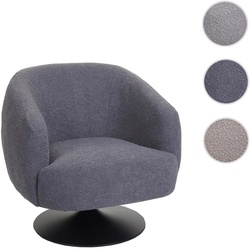 Lounge-Sessel HWC-J76, Cocktailsessel Sessel drehbar, Boucl√© Stoff Metall ~ dunkelgrau