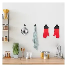 Relaxdays Haken im 4er Set, schwarz