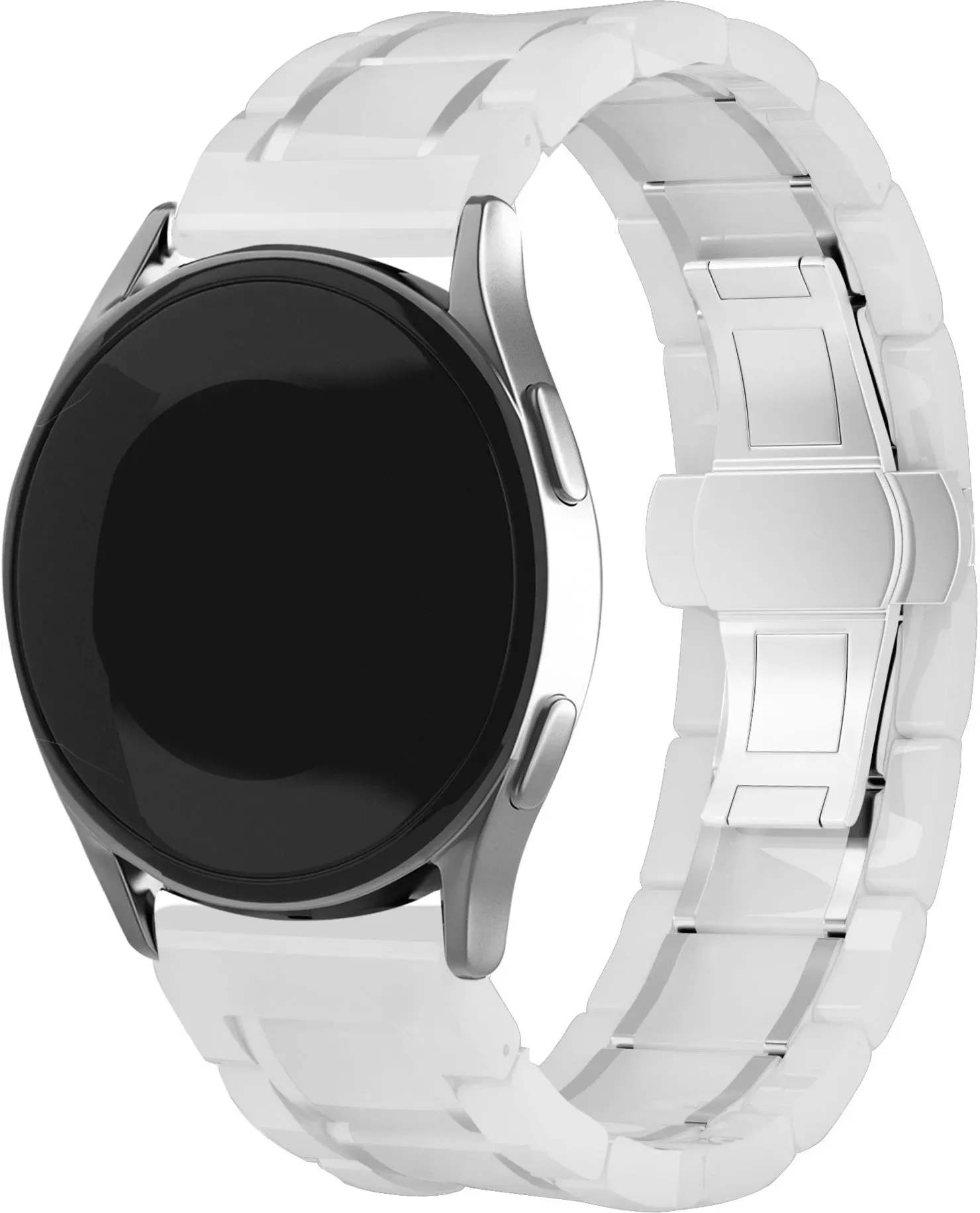 Strap-it Xiaomi Watch S1 (Active) Armband Stahl für Xiaomi Watch S1  - Weiß/Silber - Butterfly-Verschluss