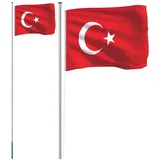 vidaXL Flagge der Türkei mit Mast 6,23 m Aluminium