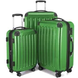 Hauptstadtkoffer Alex - 3er Kofferset - Handgepäckskoffer 55 cm, mittelgroßer Koffer 65 cm + großer Reisekoffer 75 cm, Hartschale ABS+PC, TSA, Grün