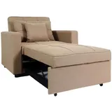 MCW Schlafsessel MCW-L90, Klappsessel Schlafsofa Gästebett Relaxsessel, Liegefläche 197x103cm Stoff/Textil ~ taupe