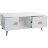 Mendler Couchtisch HWC-N89, Beistelltisch Sofatisch, Schubladen Türen Fächer 3D-Design Melamin Holz, 43x100x60cm ~ weiß