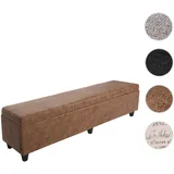Mendler Aufbewahrungs-Truhe Sitzbank Bank Kriens XXL, Stoff/Textil, 180x45x45cm - Wildlederimitat