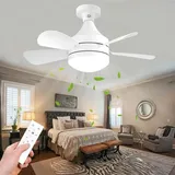 Deckenventilator mit Beleuchtung und Fernbedienung,Ventilator Lamp E27,Deckenventilatoren mit Beleuchtung Leise 35W ,Deckenventilator mit Beleuchtung Weiß Dimmbar,für Schlafzimmer, Wohnzimmer