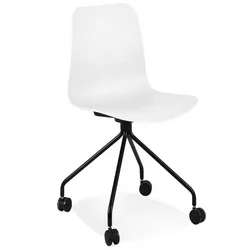 KADIMA DESIGN Bürostuhl Weiß-Schwarz mit Rollen aus Metall und Kunststoff | Ergonomischer Schreibtischstuhl für Komfort und Rückenunterstützung | Modern | Kadima