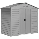 ComfortXL Gerätehaus, Grau, Metall, 131x192x213 cm, Aufbewahrung & Schutzhüllen, Geräteschuppen
