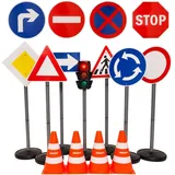 alldoro gmbh alldoro XXL-Verkehrsset mit Ampel, 10 Verkehrszeichen und Pylonen