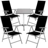 Mojawo® 5-tlg. Bistrogarnitur Balkonset 60x60cm Aluminium - Textilen Schwarz