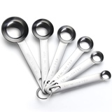 AOOSY 6-teiliges Messlöffel-Set Edelstahl runder robuster Spiegel, poliert 1/8 TSP, 1/4 TSP, 1/2 TSP, 1 TSP, 1/2 TBLS & 1 TBLS Messlöffel zum Backen von Speisen Silber