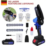 Dayplus - Bürstenlos Kettensäge Mini Kettensäge mit Akku Elektro Kettensäge 4 Zoll Handkettensäge Schnurloses mit 2 Batterien & 2 Ketten, Tragbarer