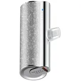 VEGER Powerbank 5 000 mAh mit eingebautem Anschluss 12W PlugOn Powerbank mit Glitzer Grau USB-C