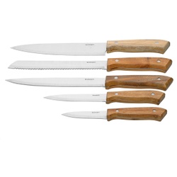 Esmeyer PHOENIX Messerset 5tlg., Aus Edelstahl mit genieteten Griffschalen aus Akazienholz, 1 Set