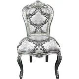 Casa Padrino Barock Esszimmer Stuhl Silber Schwarz Muster / Silber Möbel