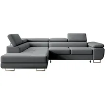 muffo Ecksofa Wild Ecksofa mit Schlaffunktion, Verstellbare Kopfstützen, Schlaffunktion mit Bettkasten grau