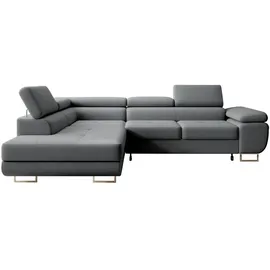 muffo Ecksofa Wild Ecksofa mit Schlaffunktion, Verstellbare Kopfstützen, Schlaffunktion mit Bettkasten grau