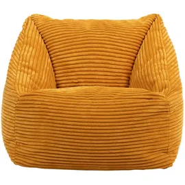 I.C.O.N. icon Sitzsack Gelb, Flauschiger Cord Stoff, Sitzsack Cord mit Füllung, Bequemer Kinder Sessel, Kuschelsessel, Lese Sessel, Schlafzimmer, Kinderzimmer, Spielzimmer