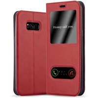 cadorabo Book mit View Doppelfenster Cover Galaxy S8 Smartphone Hülle Rot