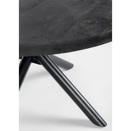 Casa Padrino Luxus Esstisch Schwarz Ø 130 x H. 76 cm - Runder Küchentisch mit Massivholz Tischplatte und pulverbeschichteten Stahl Beinen - Esszimmer Möbel - Küchen Möbel - Luxus Möbel