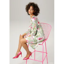 Aniston CASUAL Tunikakleid Blumendruck Braun/Grün/Rosa 36