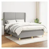 vidaXL Boxspringbett mit Matratze Hellgrau 140x200 cm Stoff