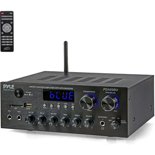 Pyle Hifi-verstärker, Verstärker Hifi Stereo, Mini Verstärker, Bluetooth Amplifier, Amp, 300W Receiver Hifi, Stereo Verstärker, Bluetooth Verstärker- MP3, USB, SD, AUX, RCA, Mikrofon, Kopfhörer, FM