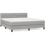 vidaXL Boxspringbett mit Matratze Hellgrau 160x200 cm Stoff