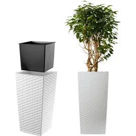 Kadax Pflanzkübel 38,5 x 38,5 x 75 cm Weiß