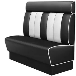 Dinerbank | Schwarz | B:H 160 x 128 cm | Gestreift | Leder | American Diner Sitzbank, American Dinerbank, American Diner Möbel