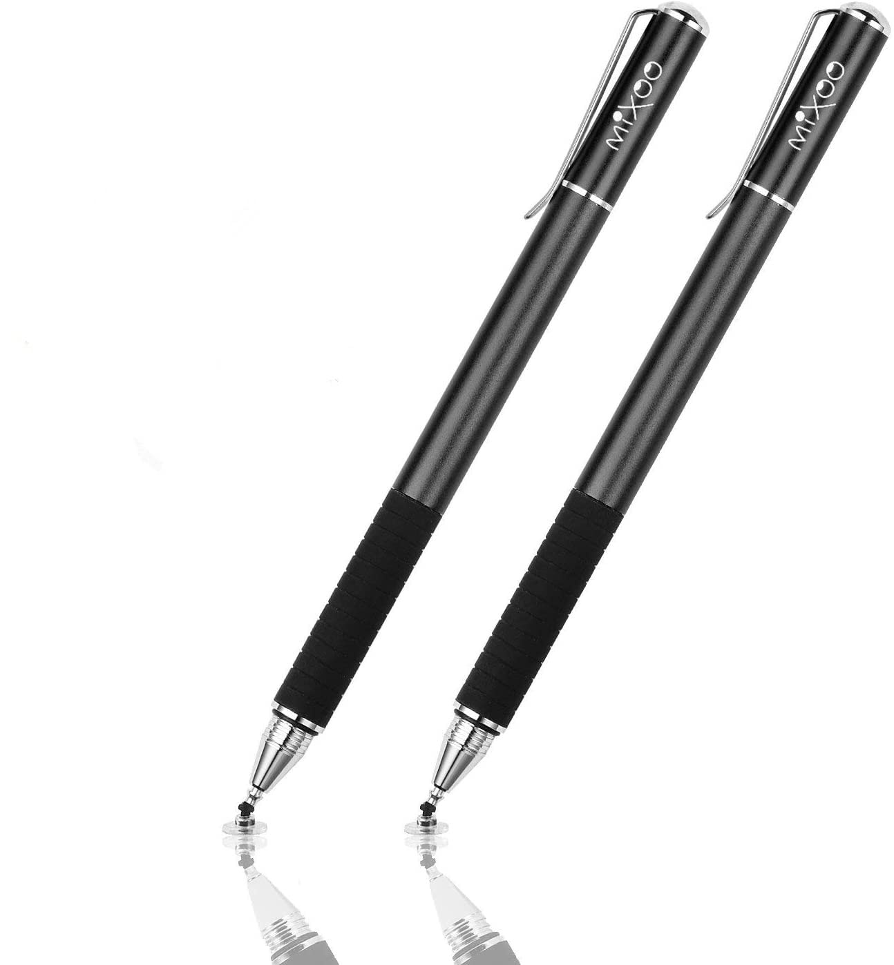 Mixoo Stift Präzision Disc Eingabestift Touchstift Stylus 2 in 1 Kapazitive Touchscreen Stift, kompatibel für Smartphones &Tablets (Schwarz + Schwarz)