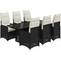 vidaXL Garten-Bistro-Set 7-tlg. Schwarz