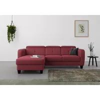 sit&more Ecksofa »Belluci L-Form«, inklusive Federkern, wahlweise mit Bettfunktion und Bettkasten, rot