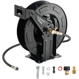 Vevor Hochdruckreiniger-Schlauchtrommel, 15,2 m x 9,5 mm, Schlauchaufroller aus Stahl, max. 275 bar, automatisches Aufrollen, flexible Wand-/Bodenmontage für Autowäsche, Garten, Bodenreinigung