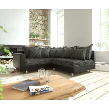 DeLife Ecksofa Clovis Schwarz modular Armlehne Ottomane Links - Schwarz