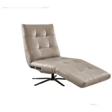 KAWOLA Relaxliege LETICIA motorisch mit Akku Leder grau