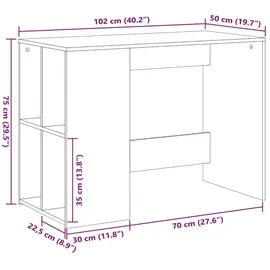 vidaXL Schreibtisch Braun Eichen-Optik 102x50x75 cm Holzwerkstoff