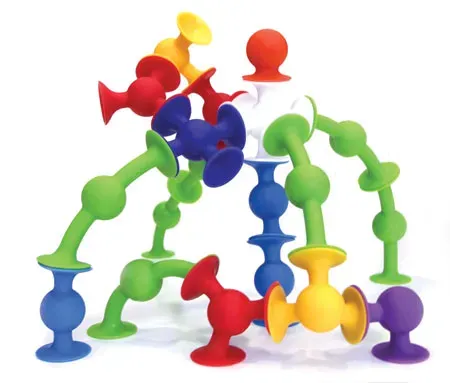 Fat Brain Toys Squigz Konstruktionsspielzeug 22 Teile, bunt, Silikon - haftet auf glatten Oberflächen, spülmaschinenfest