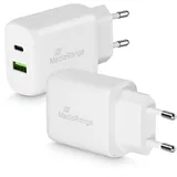 MediaRange 25W Steckdosen-Ladegerät mit USB-A und USB-C Ausgang, weiß