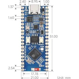 Waveshare ESP32-S3 Pico Dev Board: 2,4 GHz, Dual-Core-Prozessor, 240 MHz , 16MB Flash, mit Header