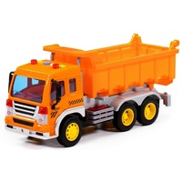 Polesie Spielzeug-LKW Muldenkipper 86235, Gummireifen, Sound- und Lichteffekte orange