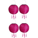 Yeehliny Lampions Außen Wetterfest Solar Laterne Solarlampen Lampenschrimp Außenlaternen 20cm Solar LED Laterne Wasserdicht Nylon Hängende Gartenlaterne Solar Lampion Solarbeleuchtung (4PCS/Pink#)