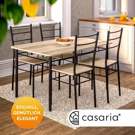 CASARIA CASARIA® Esstisch mit 4 Stühlen Holz Eiche hell