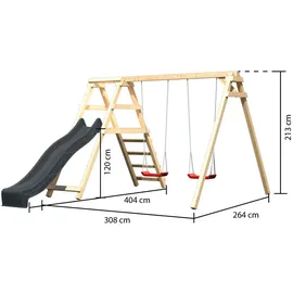 Karibu Klettergerüst Doppelschaukel Felix mit Rutsche Anthrazit